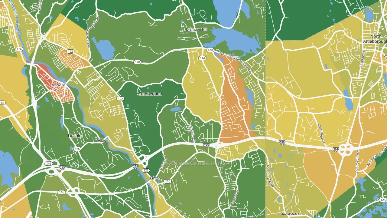 Cumberland, RI Map of Murder Rates