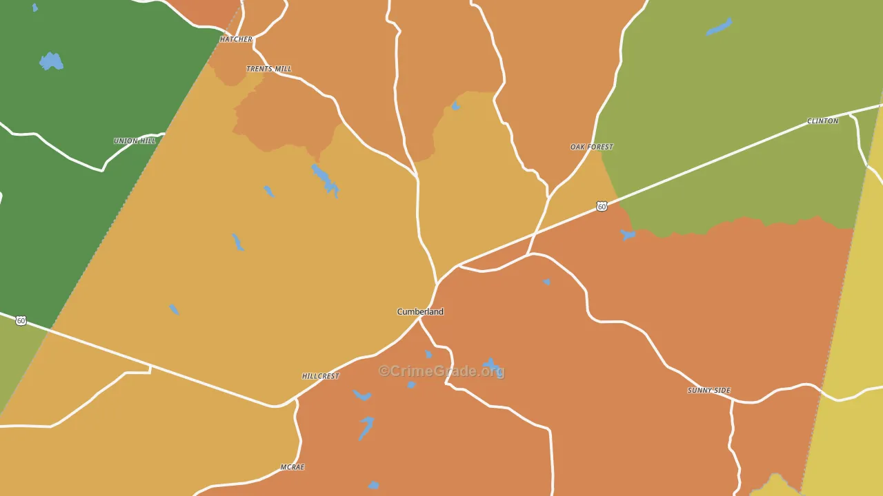 Cumberland, VA Map of Murder Rates