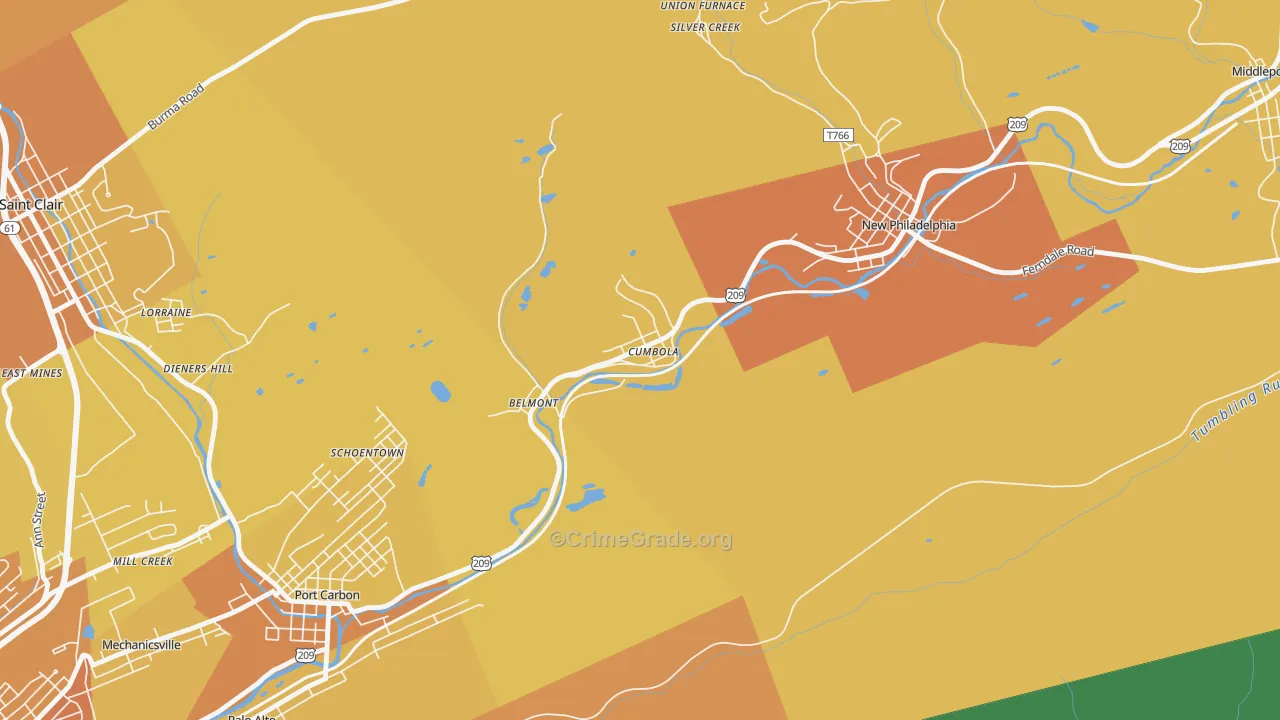 Cumbola, PA Map of Murder Rates