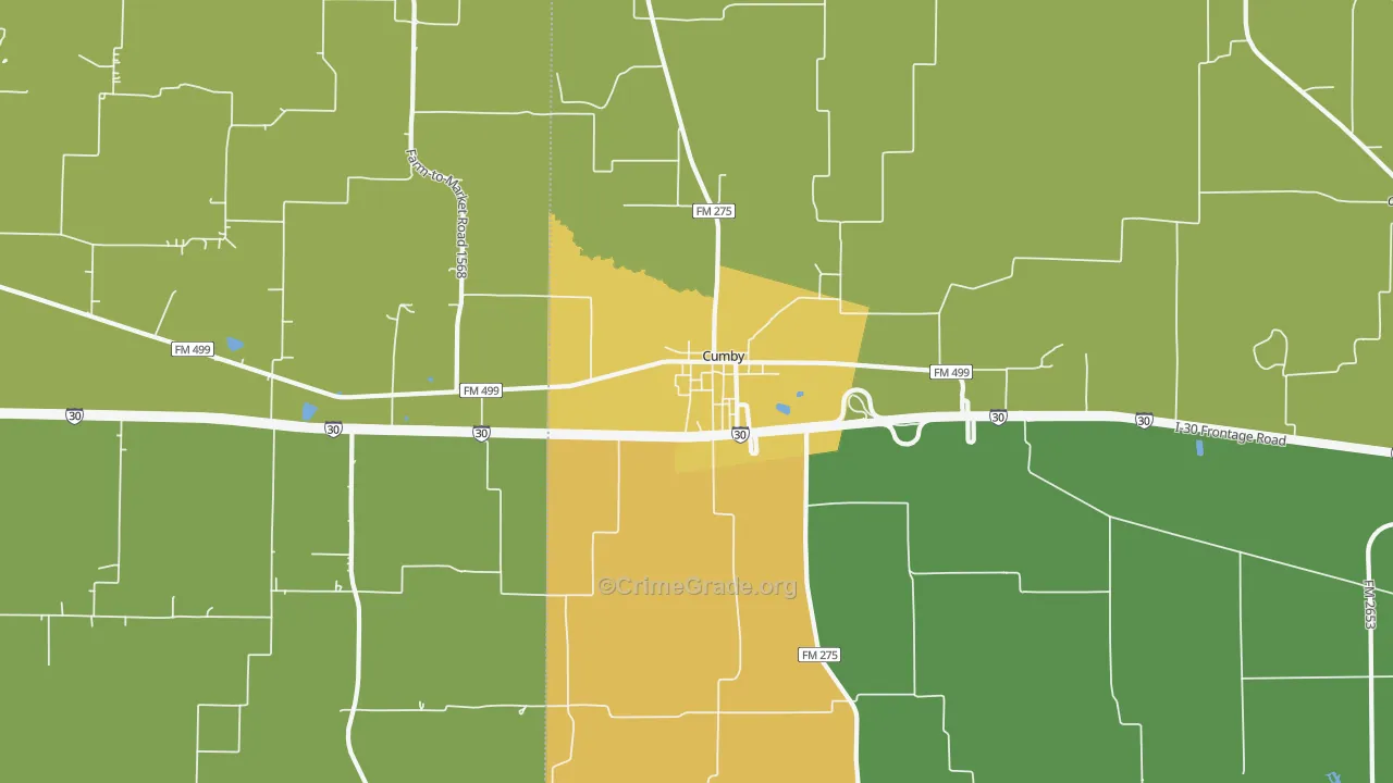 Cumby, TX Map of Murder Rates