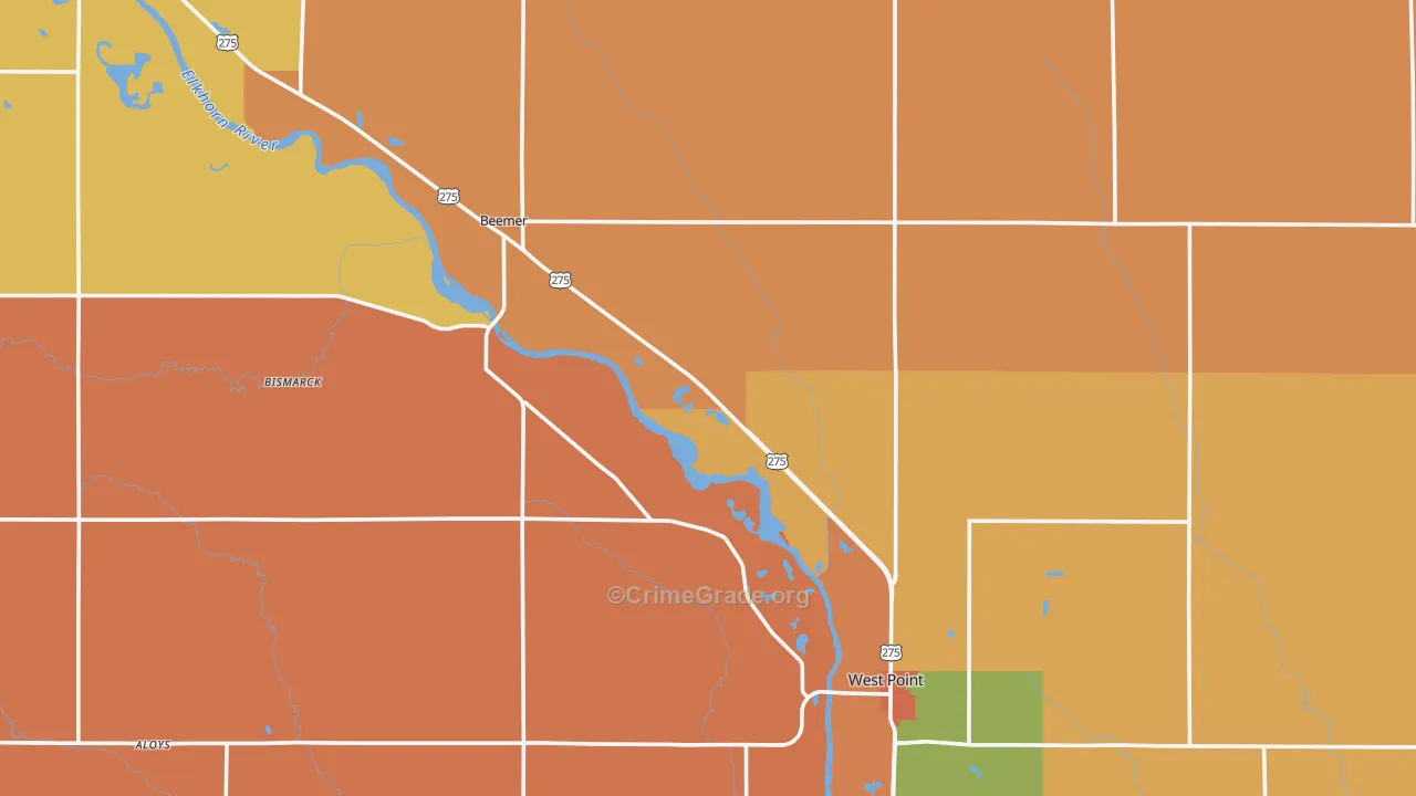 Cuming County, NE Map of Murder Rates