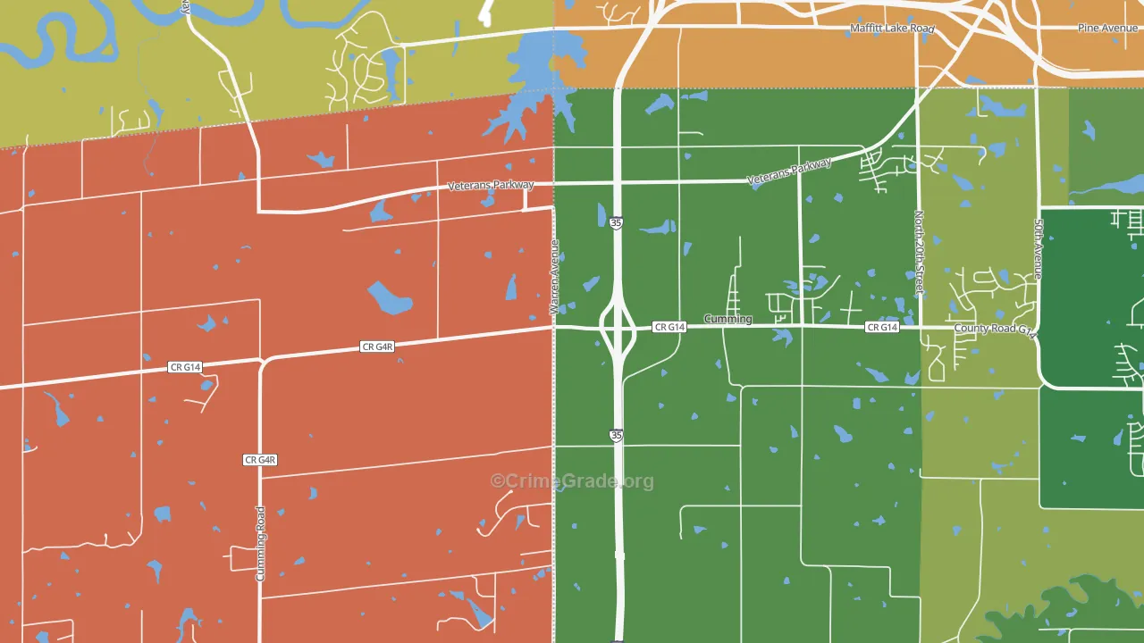 Cumming, IA Map of Murder Rates