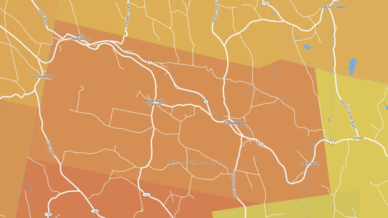 Cummington, MA Map of Murder Rates