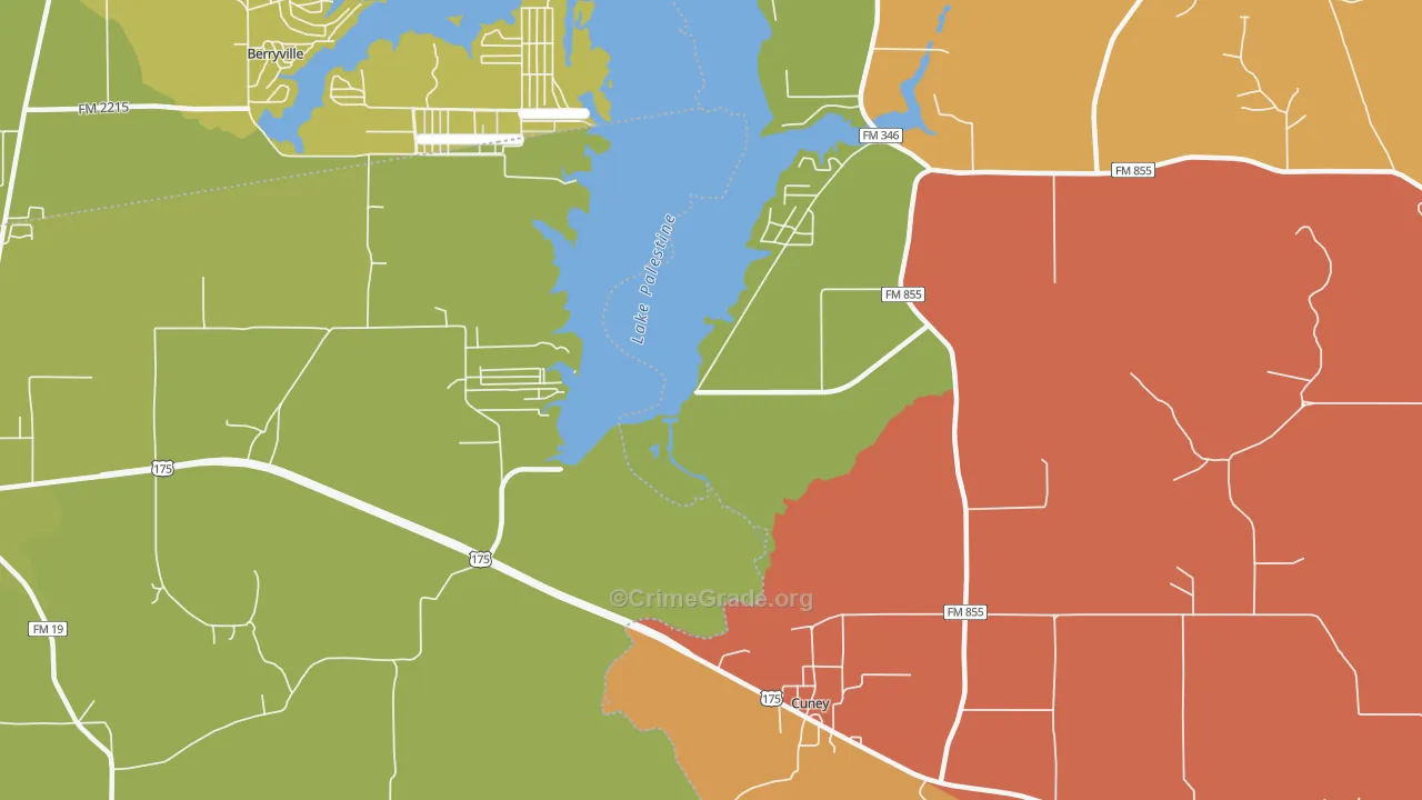 Cuney, TX Map of Murder Rates
