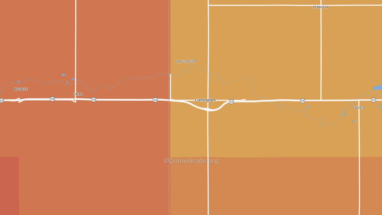 Cunningham, KS Map of Murder Rates