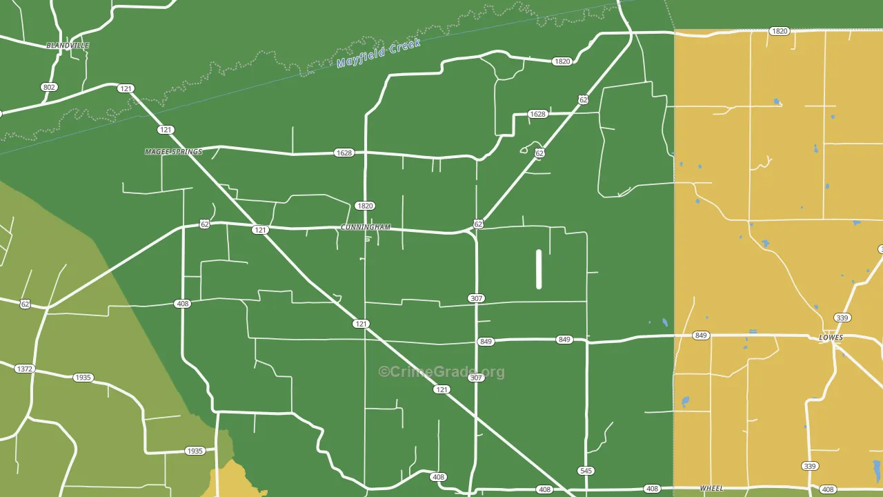 Cunningham, KY Map of Murder Rates