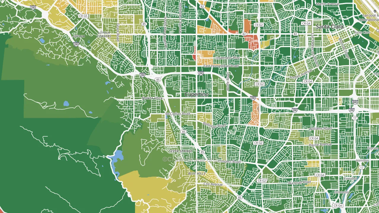 Cupertino, CA Map of Murder Rates