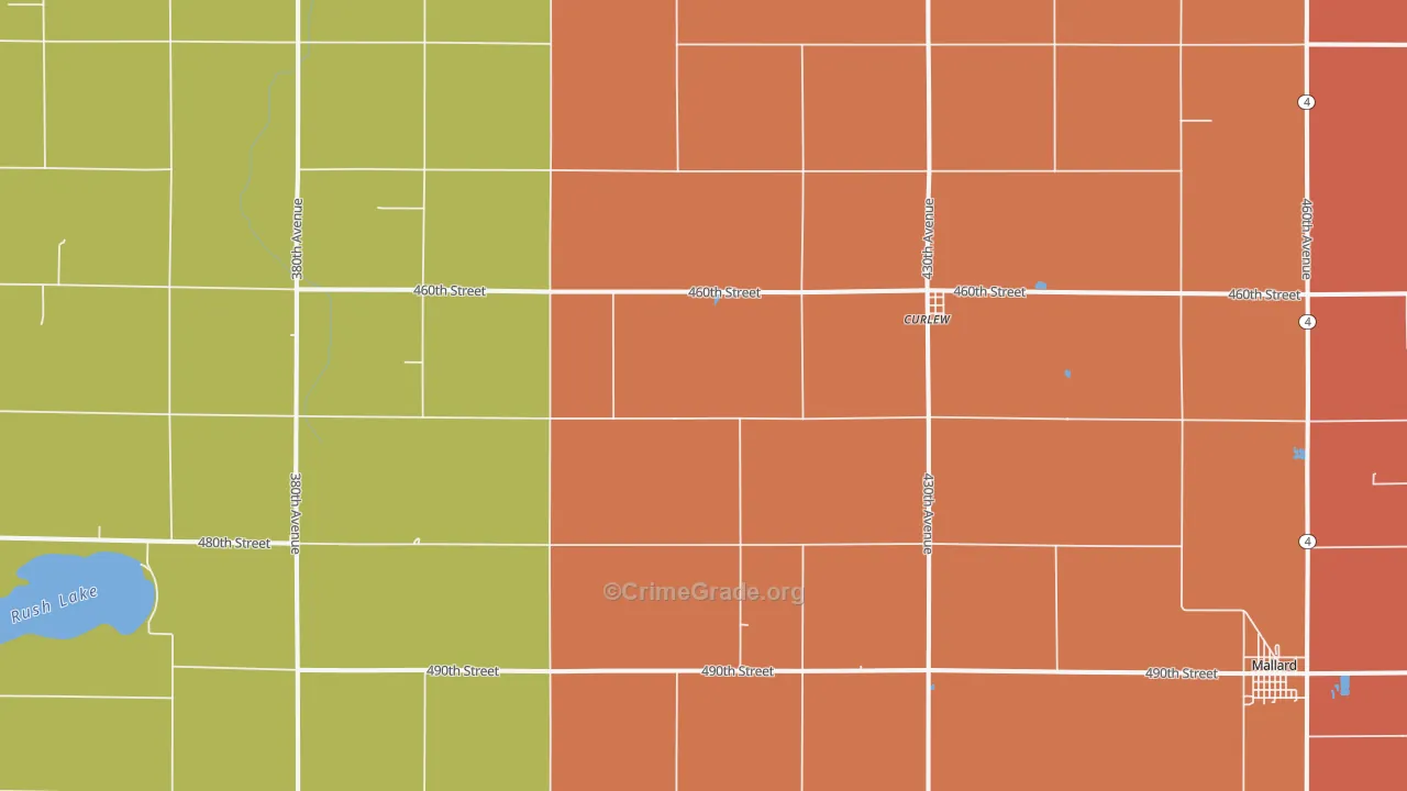 Curlew, IA Map of Murder Rates