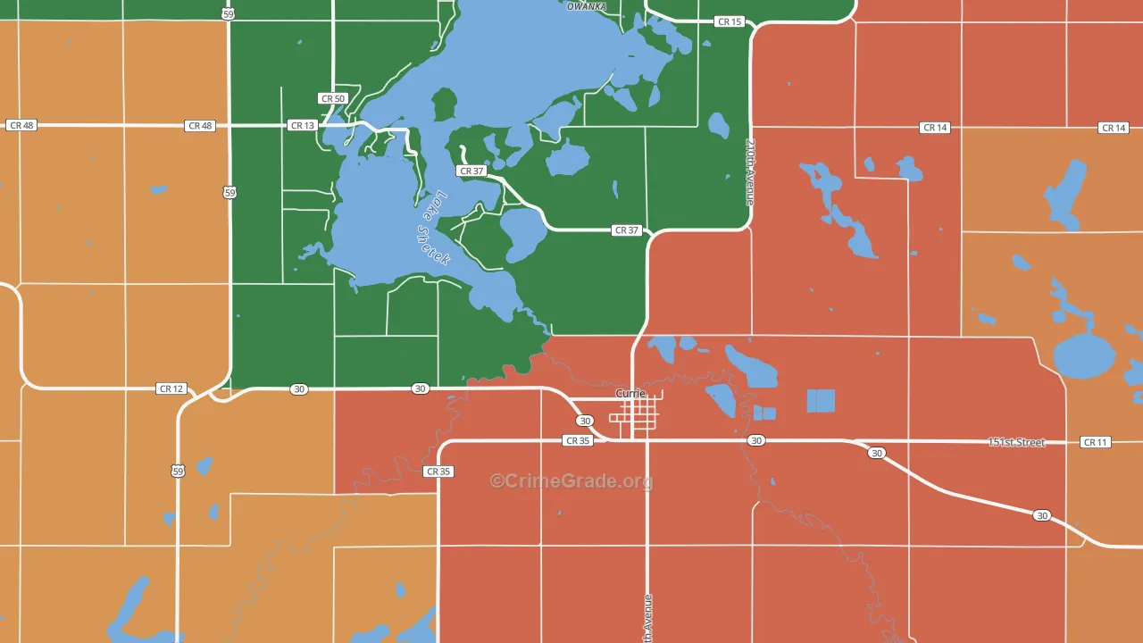Currie, MN Map of Murder Rates