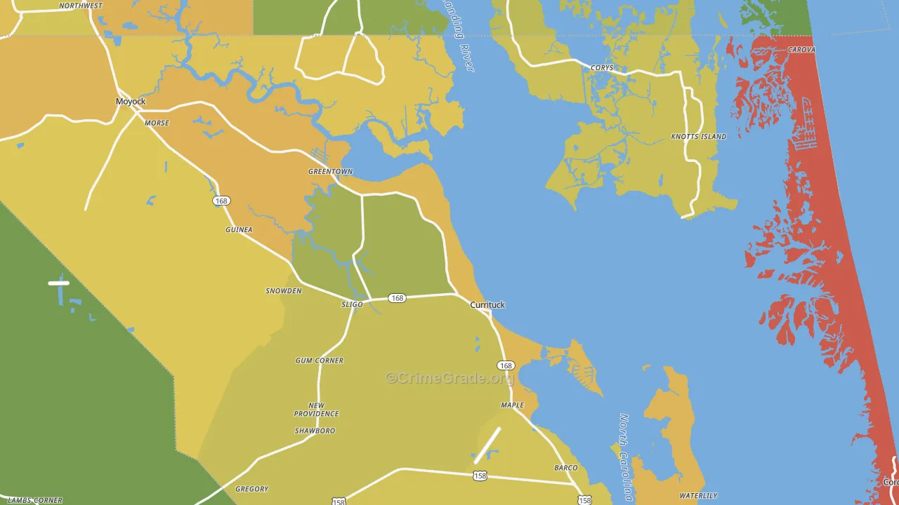Currituck, NC Map of Murder Rates
