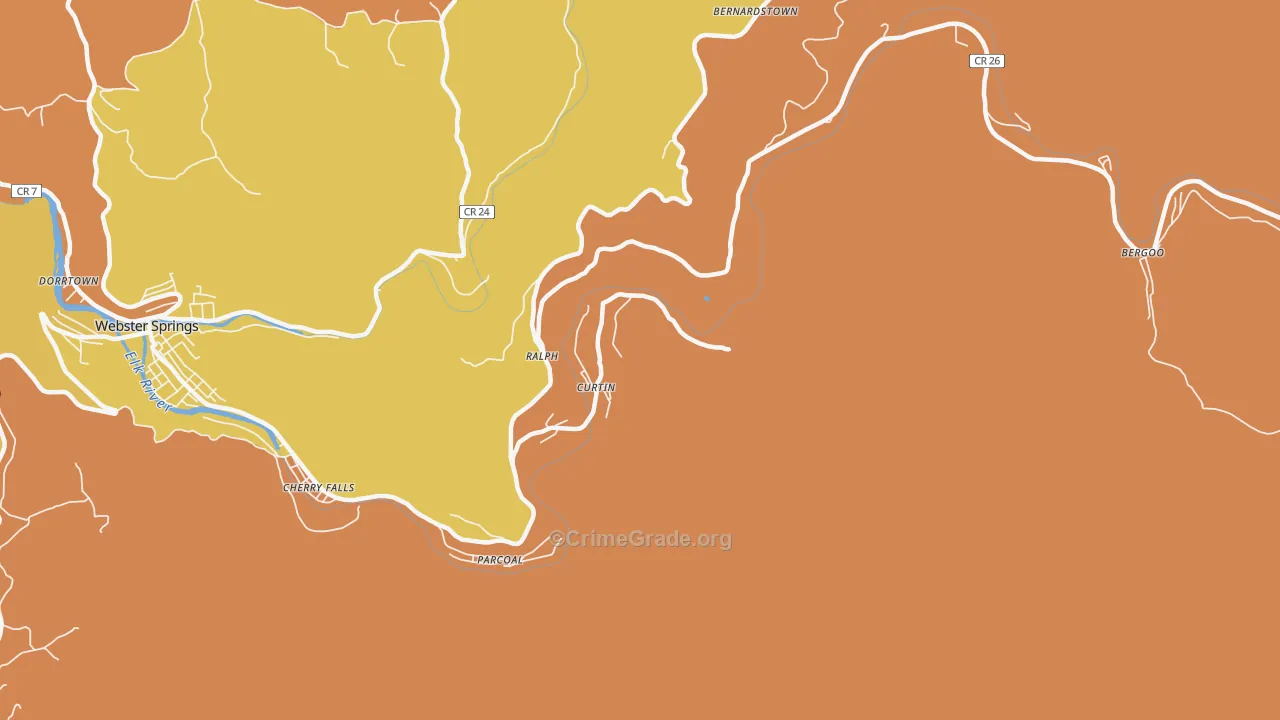 Curtin, WV Map of Murder Rates