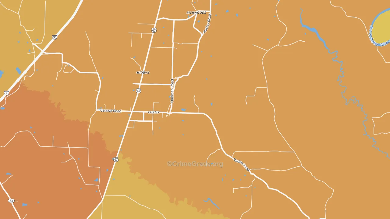 Curtis, AR Map of Murder Rates
