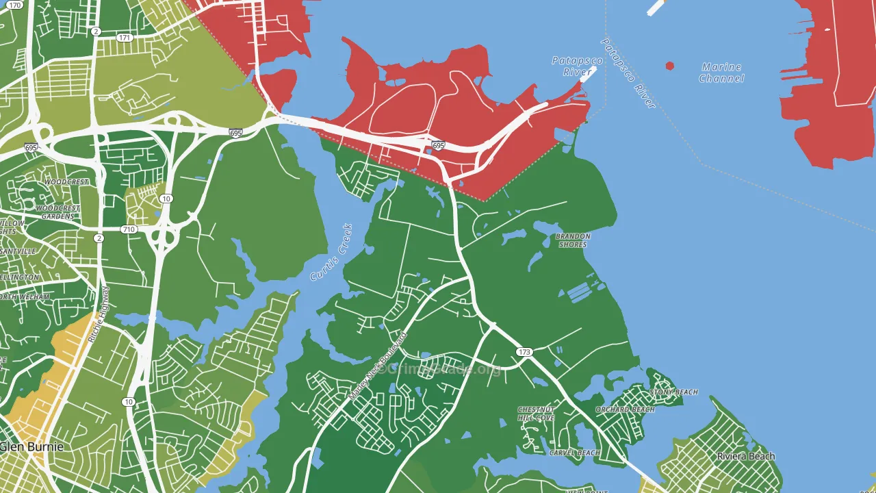 Curtis Bay, MD Map of Murder Rates