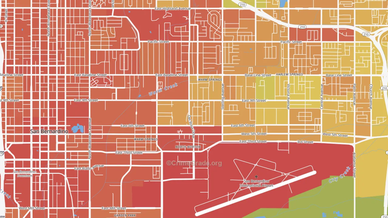 Curtis, Highland, CA Map of Murder Rates