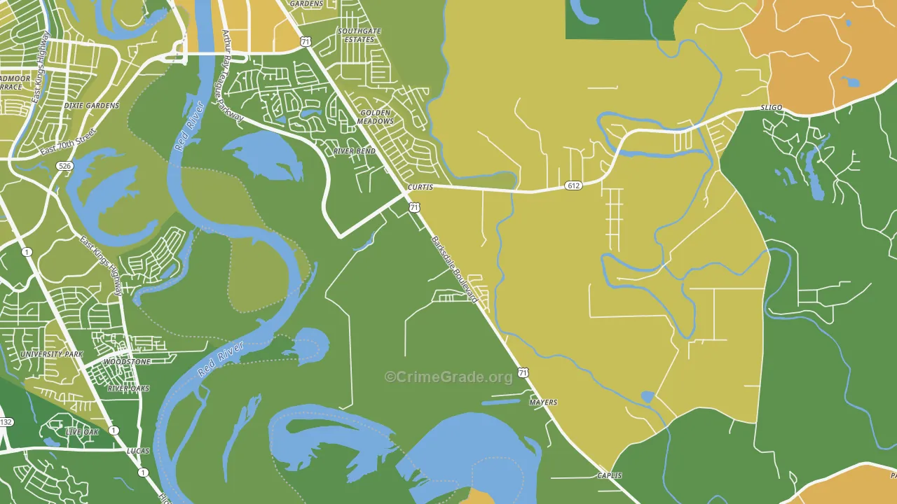 Curtis, LA Map of Murder Rates