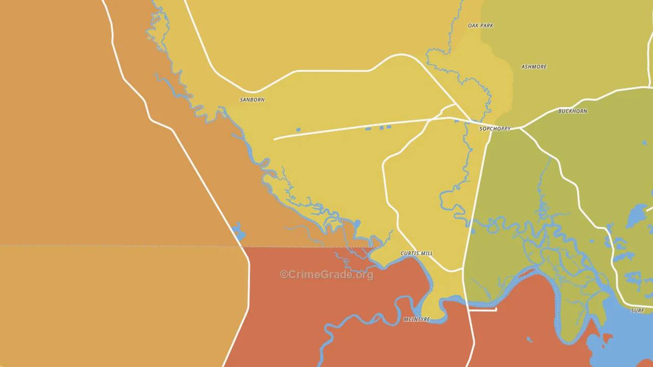 Curtis Mill, FL Map of Murder Rates