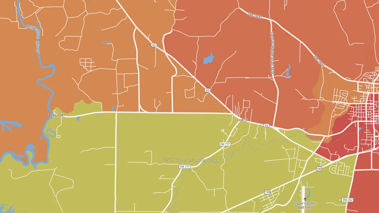 Curtis, TX Map of Murder Rates
