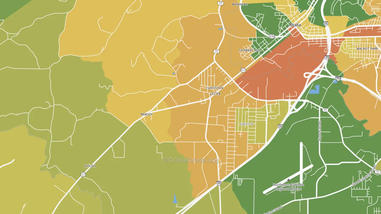Curtiston, AL Map of Murder Rates