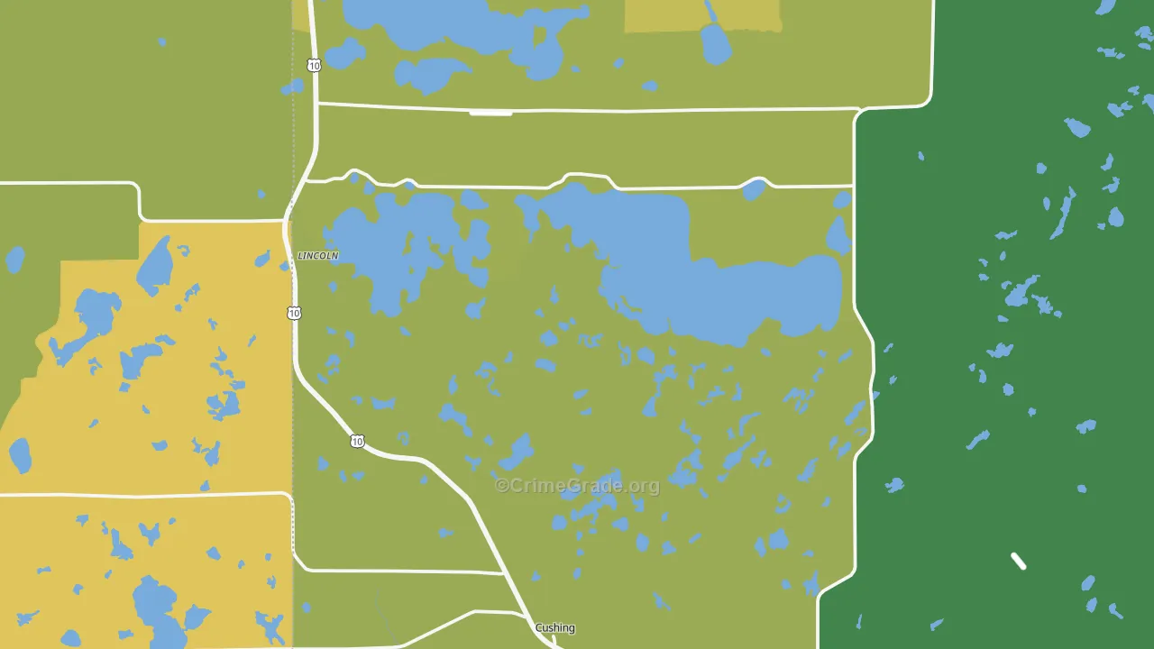 Cushing, MN Map of Murder Rates