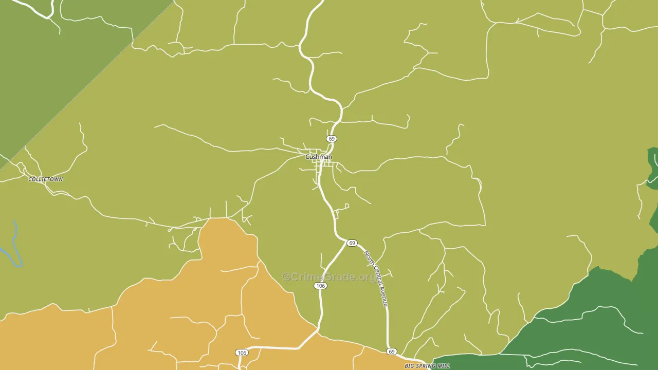 Cushman, AR Map of Murder Rates