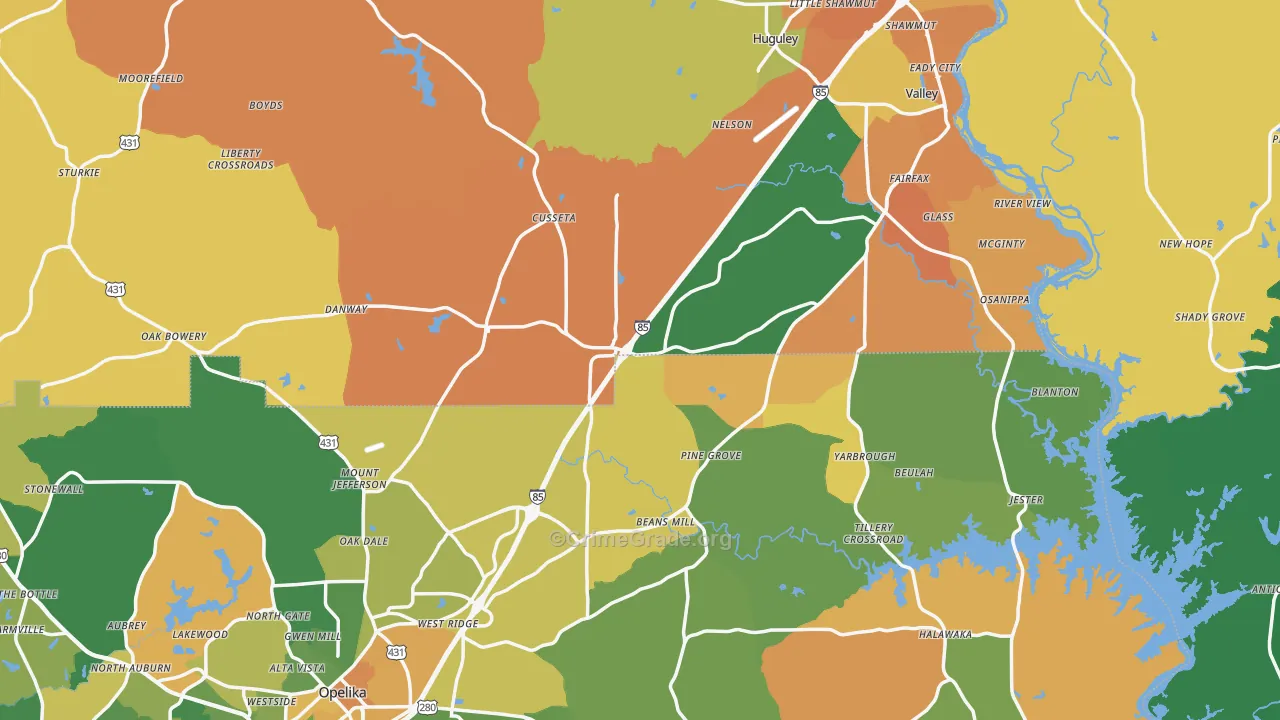 Cusseta, AL Map of Murder Rates