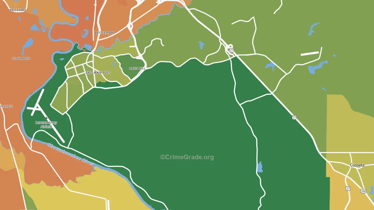 Cusseta, GA Map of Murder Rates