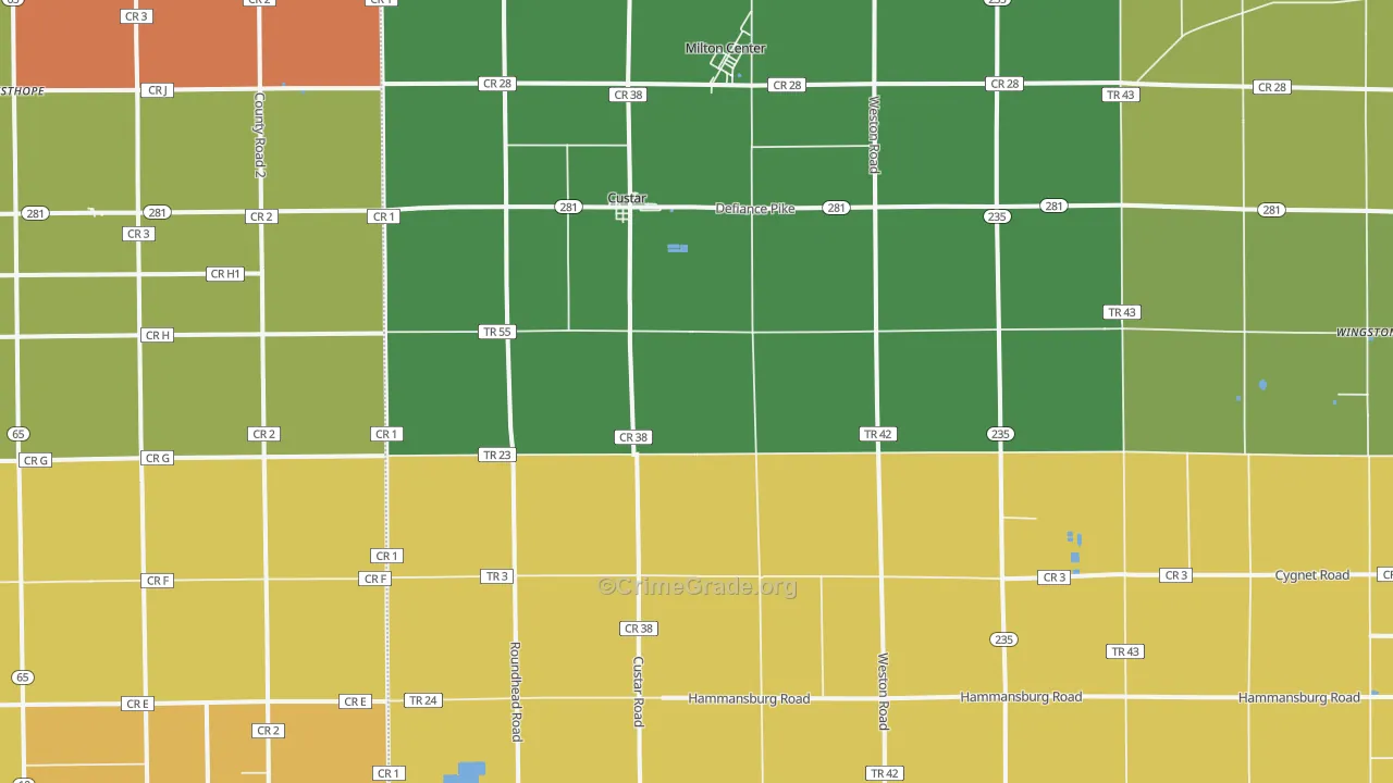 Custar, OH Map of Murder Rates