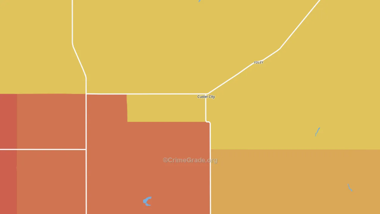 Custer City, OK Map of Murder Rates