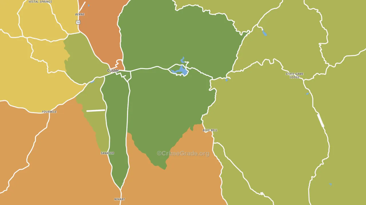 Custer County, SD Map of Murder Rates