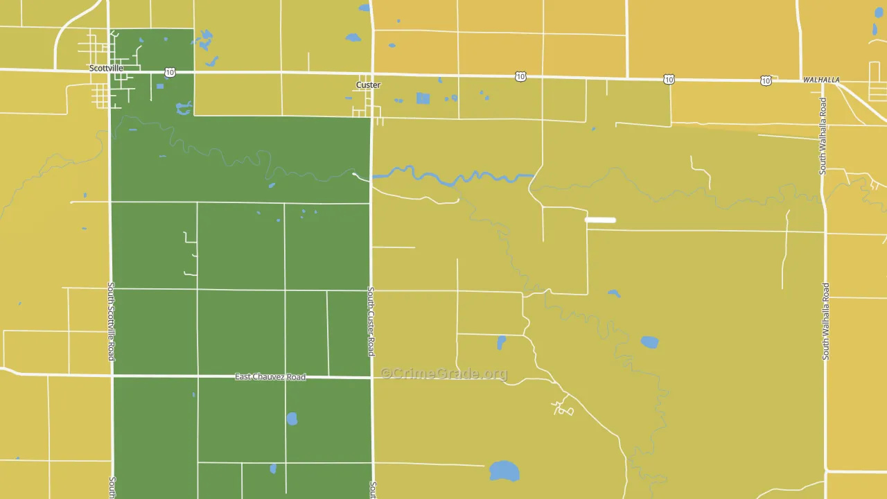 Custer, MI Map of Murder Rates