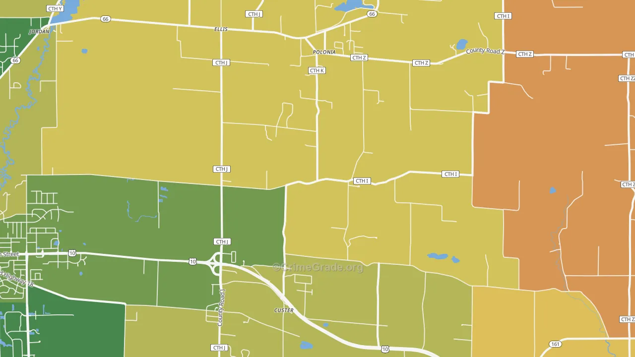 Custer, WI Map of Murder Rates