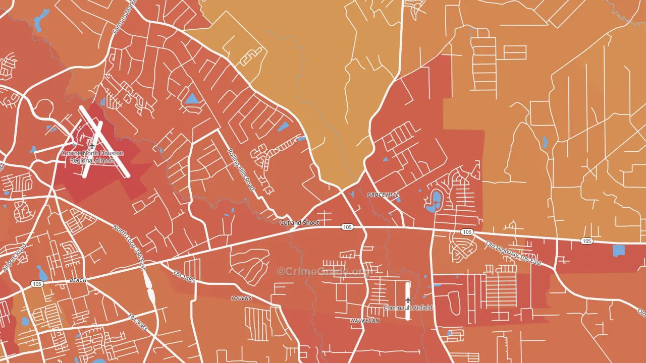 Cut and Shoot, TX Map of Murder Rates