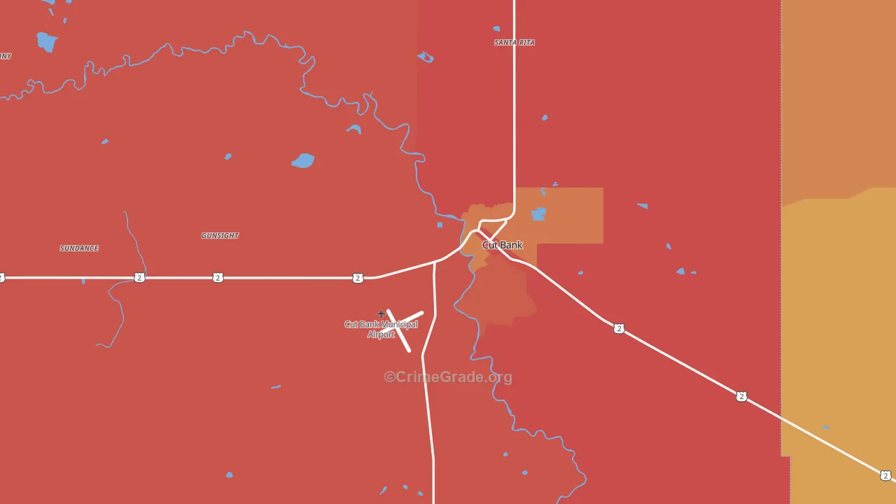 Cut Bank, MT Map of Murder Rates