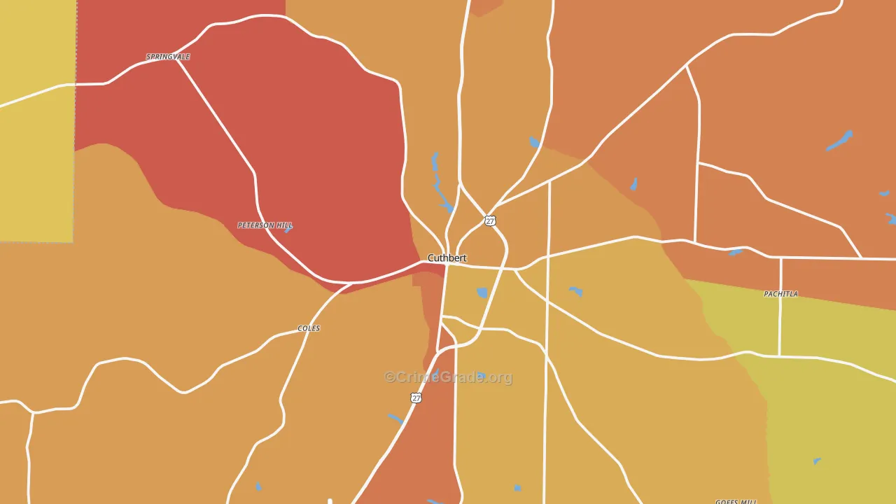 Cuthbert, GA Map of Murder Rates