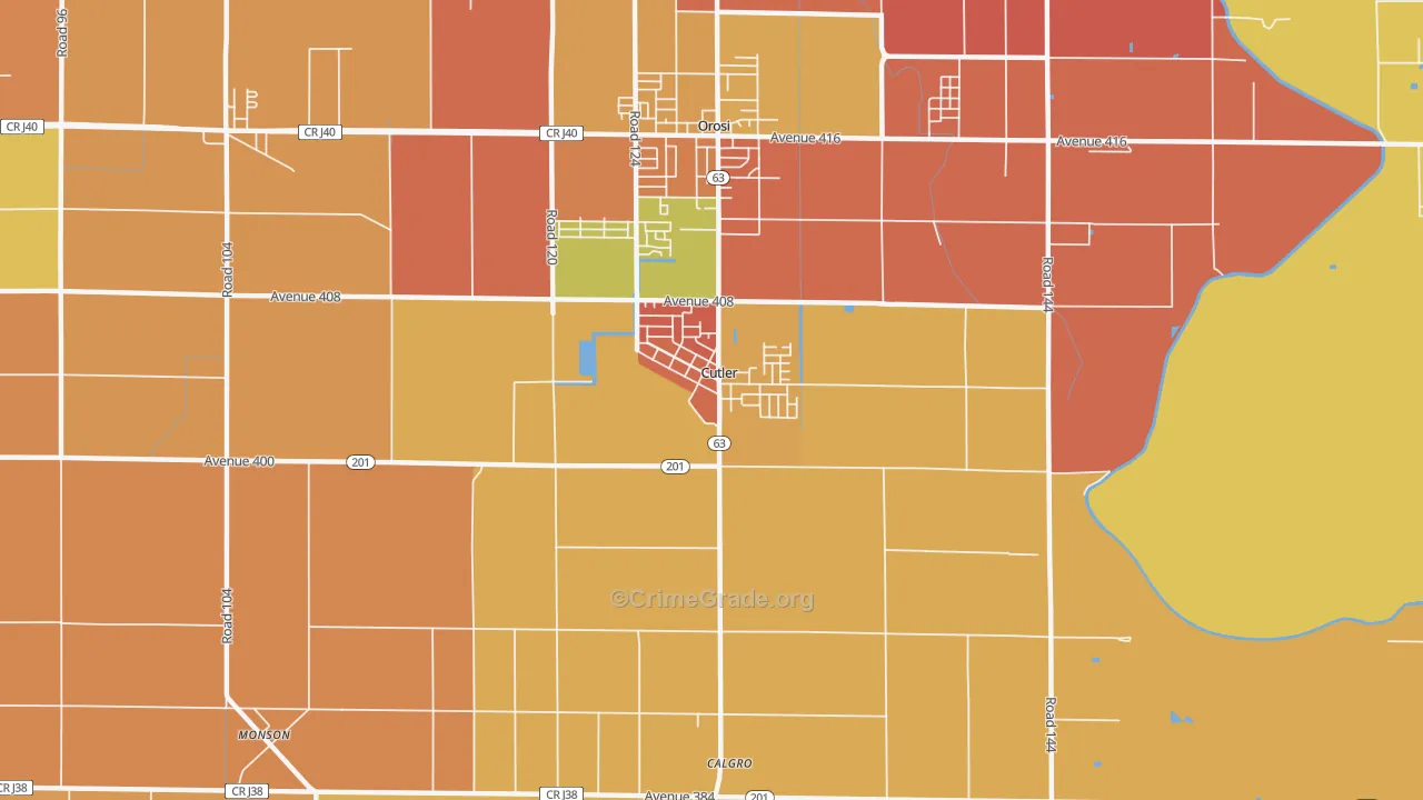 Cutler, CA Map of Murder Rates