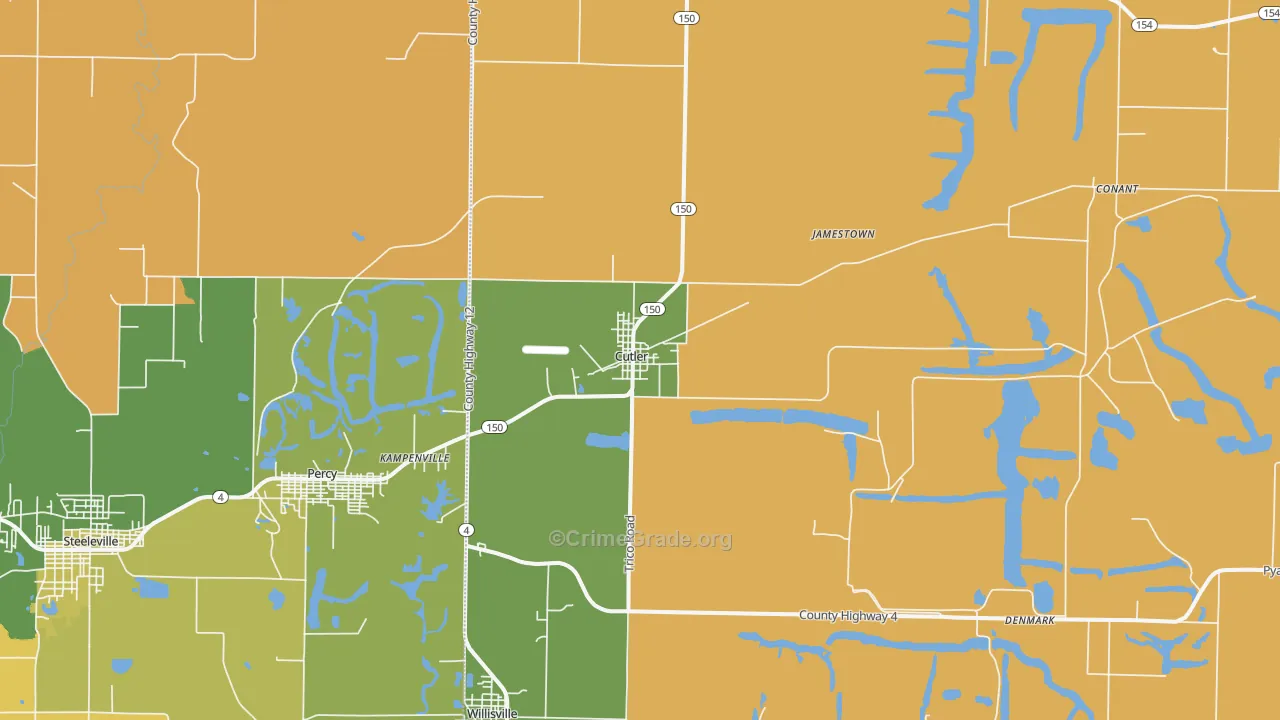 Cutler, IL Map of Murder Rates