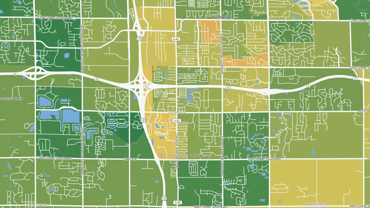 Cutlerville, MI Map of Murder Rates