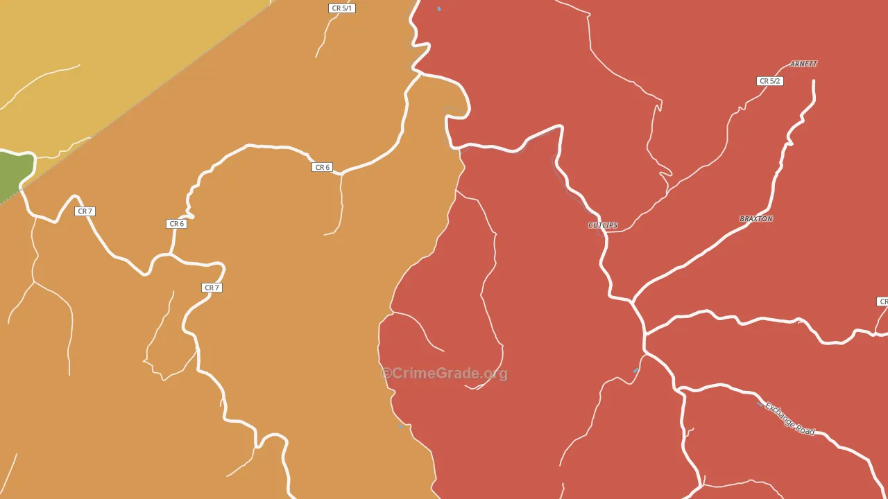 Cutlips, WV Map of Murder Rates