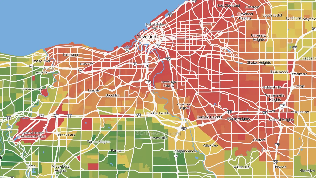Cuyahoga County, OH Map of Murder Rates