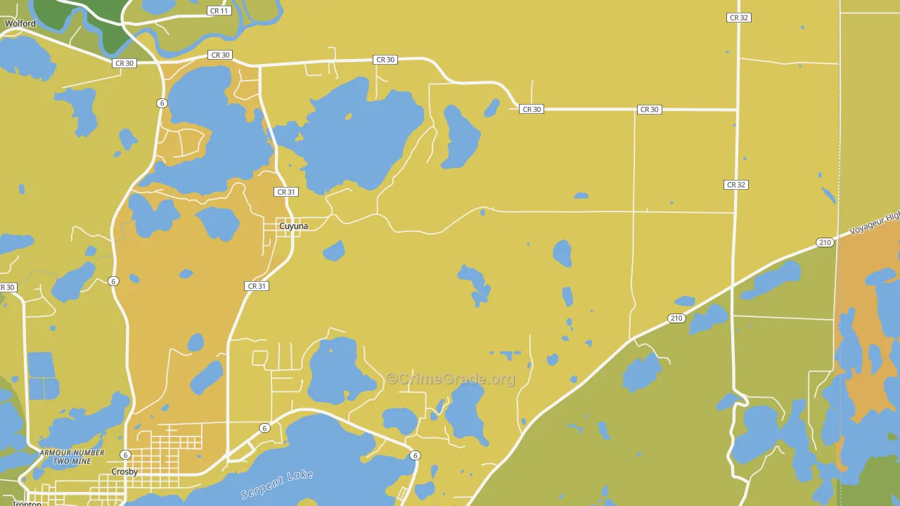 Cuyuna, MN Map of Murder Rates