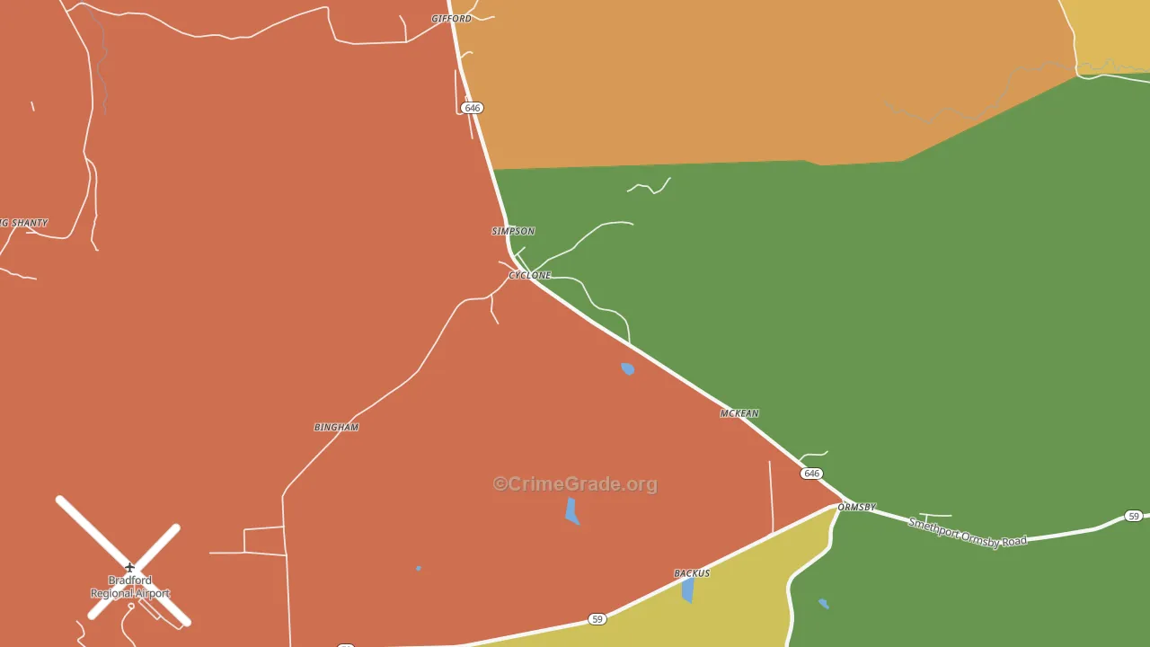 Cyclone, PA Map of Murder Rates