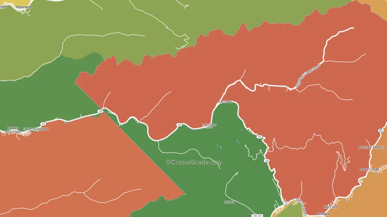 Cyclone, WV Map of Murder Rates