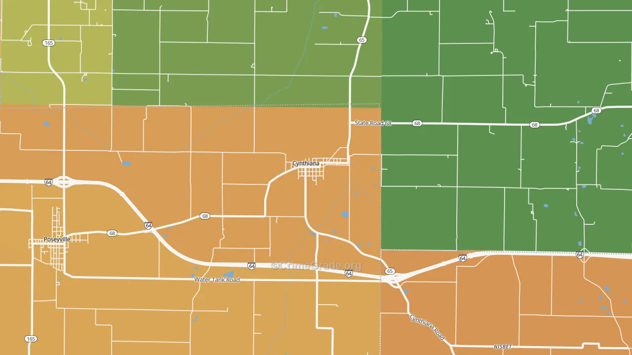 Cynthiana, IN Map of Murder Rates