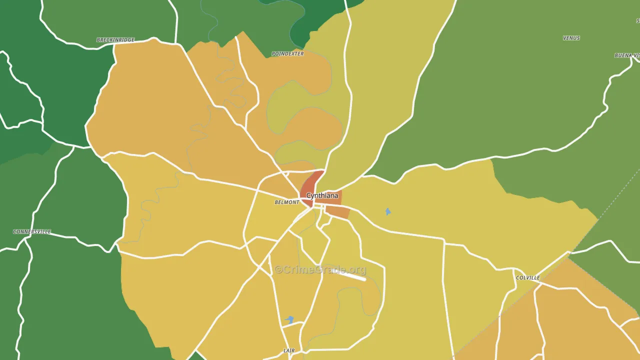 Cynthiana, KY Map of Murder Rates