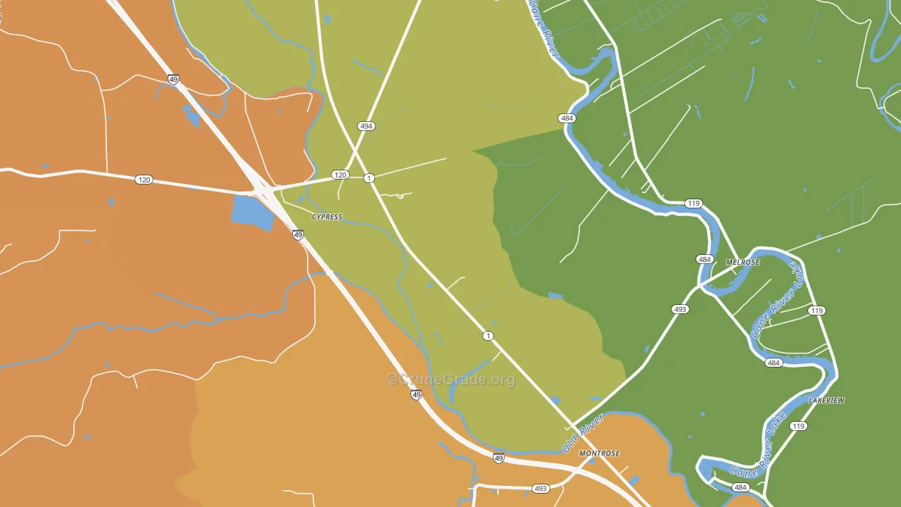 Cypress, LA Map of Murder Rates