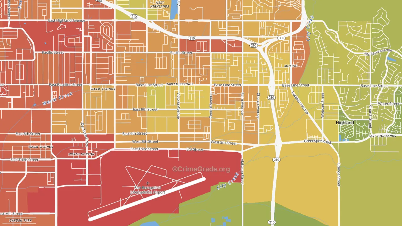 Cypress-Riverside, Highland, CA Map of Murder Rates