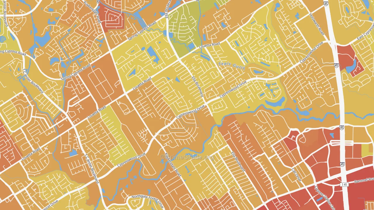 Cypresswood, Spring, TX Map of Murder Rates