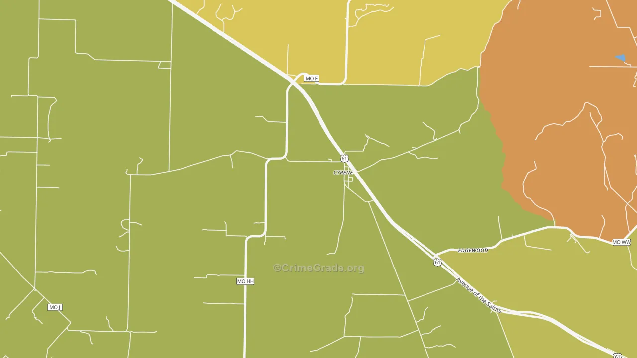 Cyrene, MO Map of Murder Rates