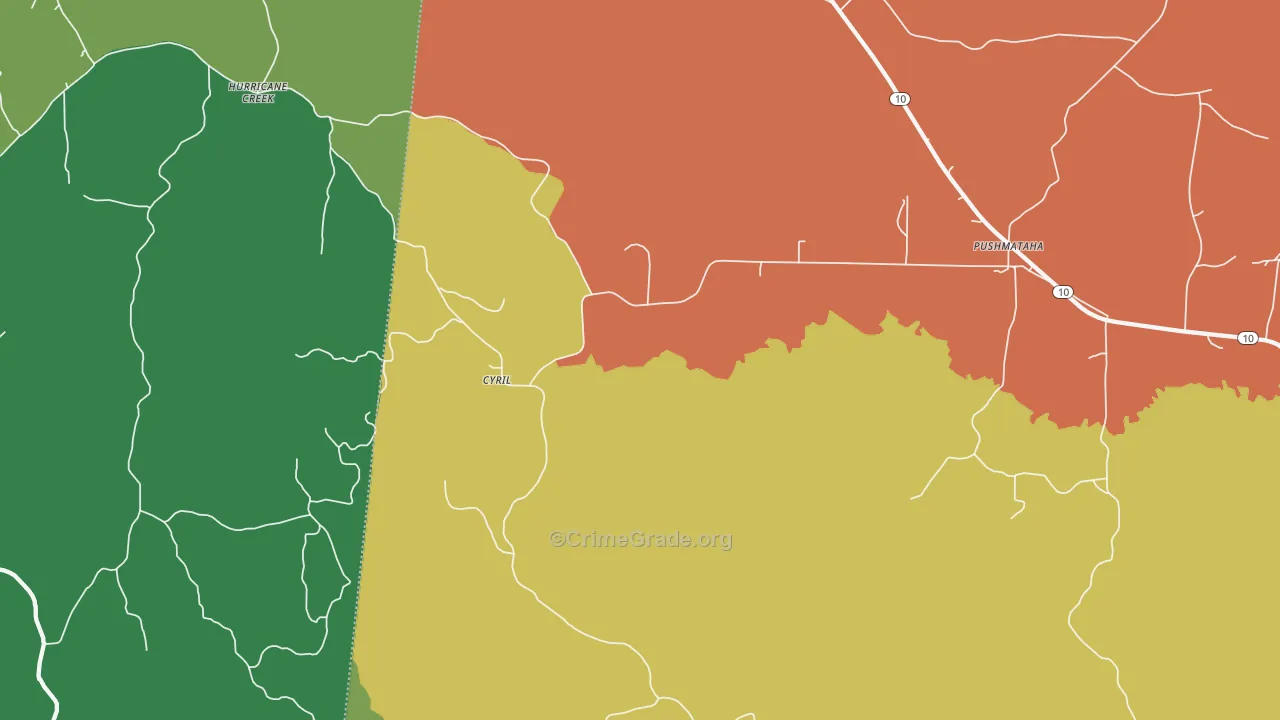 Cyril, AL Map of Murder Rates