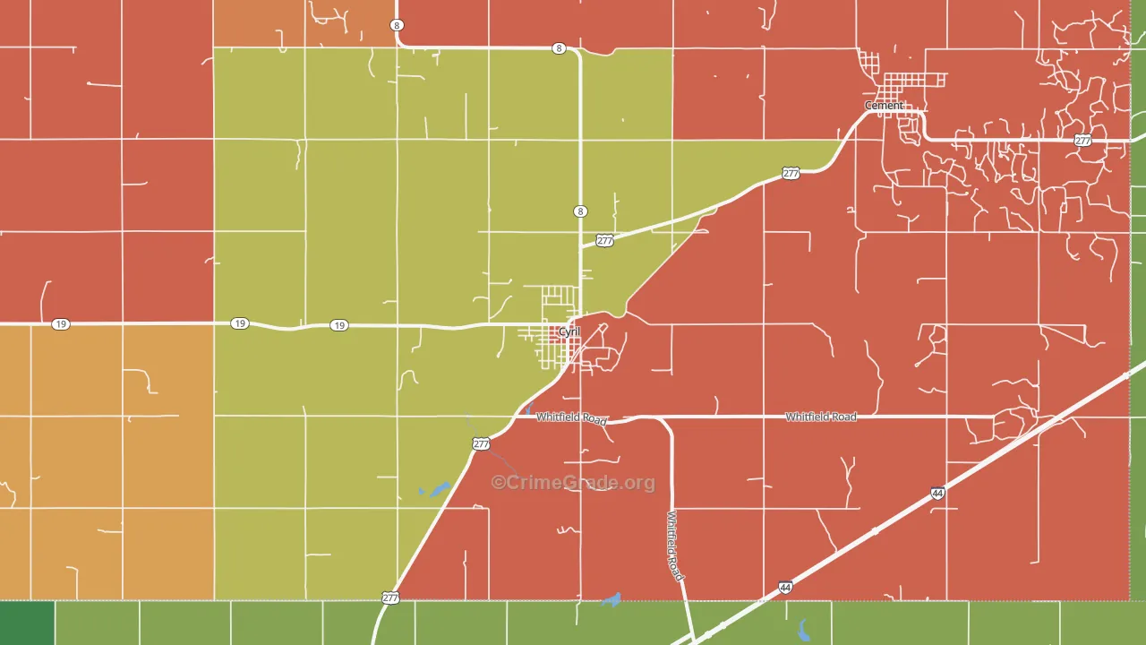 Cyril, OK Map of Murder Rates